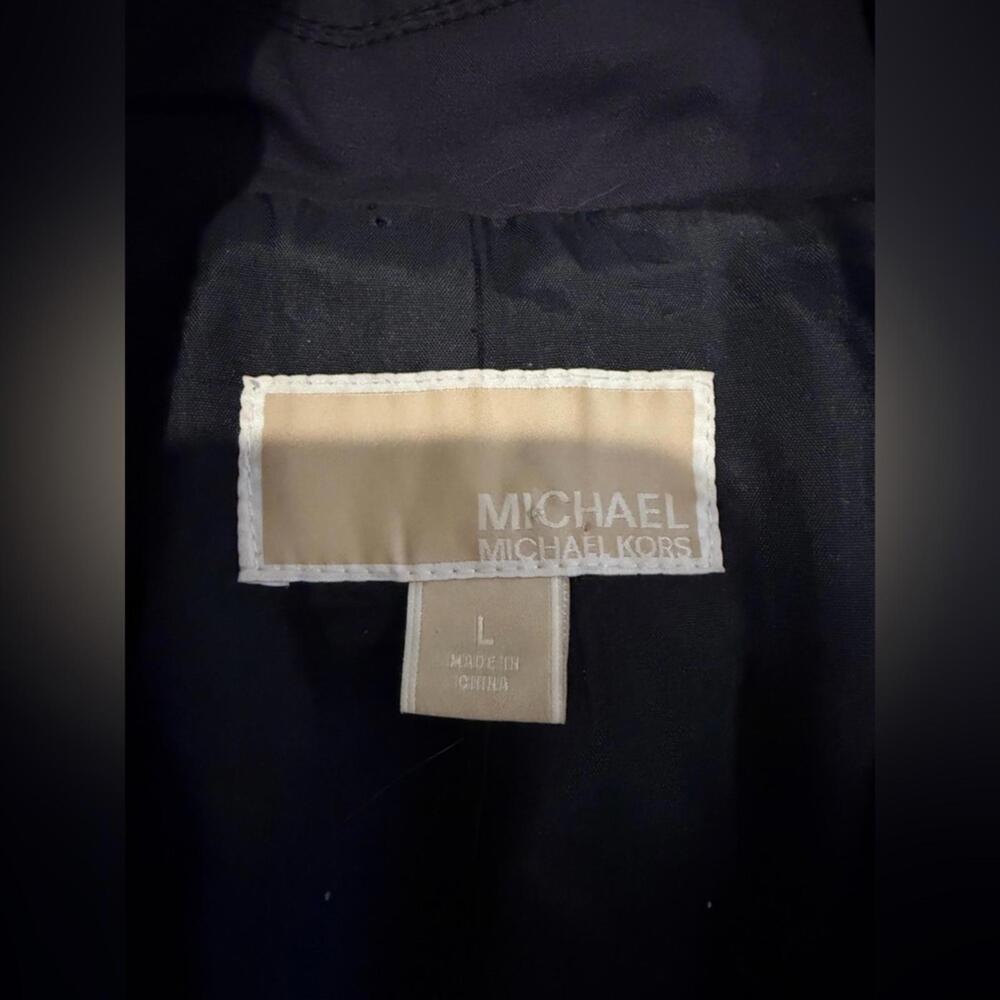 Michael Kors Navy Trench Coat With Gold Accents Large - Picture 2 of 5